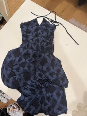 Evereve Navy Blue Strapless Floral-Print Sundress